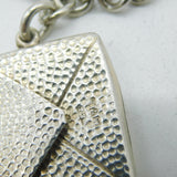Victorian Sterling Silver Albert Watch Chain, Vesta Case & Stamp Fob Antique