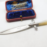 Edwardian Sterling Silver & Mother of Pearl Sword Bookmark Antique c1910