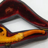 Boxed 19th Century Meerschaum Eagle Claw Smoking Pipe Antique c1890