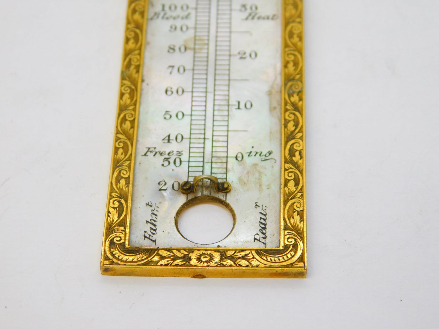 19th Century French Palais Royale Gold & Mother of Pearl Thermometer Antique c1820