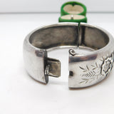 Victorian Aesthetic Sterling Silver Floral Cuff Bangle Antique 1884 Birmingham