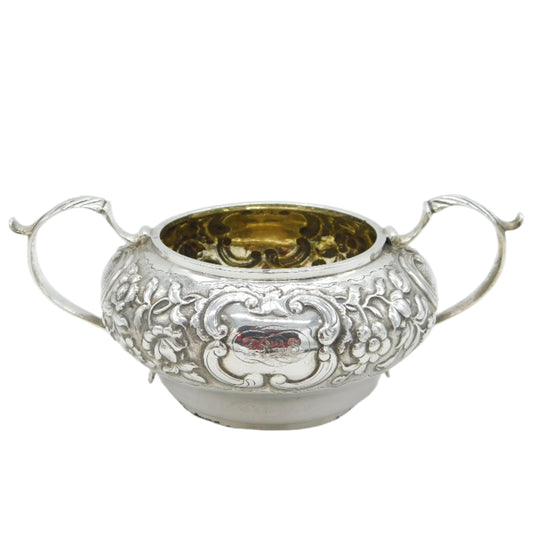 George IV Sterling Silver Floral Pattern Sugar Bowl Antique 1825 London