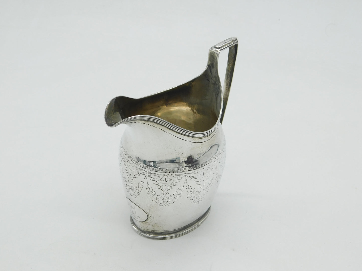 George III Sterling Silver Crested Cream Jug Antique 1797 London G. Burrows