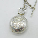 Victorian Sterling Silver Double Albert Watch Chain & Sovereign Case Antique