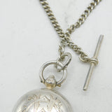 Victorian Sterling Silver Double Albert Watch Chain & Sovereign Case Antique