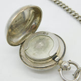 Victorian Sterling Silver Double Albert Watch Chain & Sovereign Case Antique