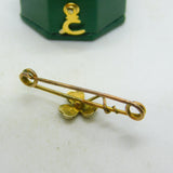 Edwardian 9ct Yellow Gold & Seed Pearl Shamrock Brooch Antique 1908 Birmingham