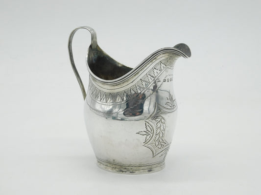 George III Sterling Silver Floral Pattern Cream Jug Antique 1801 London