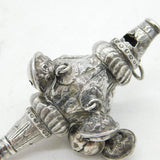 Victorian Sterling Silver & Coral Baby Rattle, Teether, Whistle Antique 1880