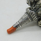 Victorian Sterling Silver & Coral Baby Rattle, Teether, Whistle Antique 1880
