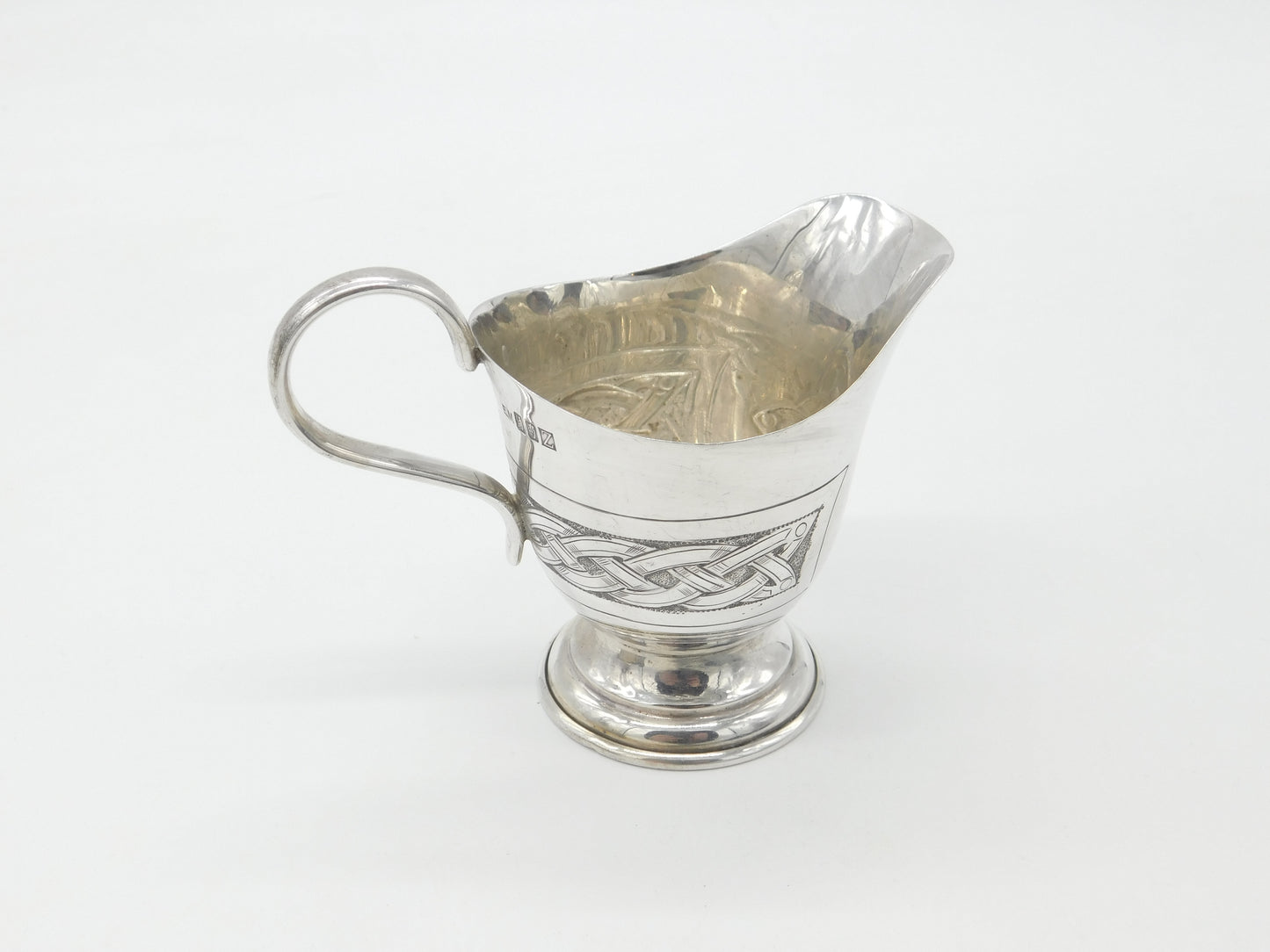 Irish Sterling Silver Celtic Pattern Cream Jug 1967 Dublin Vintage