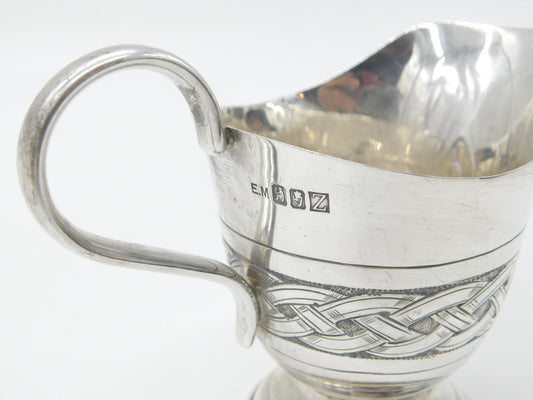 Irish Sterling Silver Celtic Pattern Cream Jug 1967 Dublin Vintage