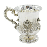 William IV Sterling Silver Floral Chased Christening Mug Antique 1832 London