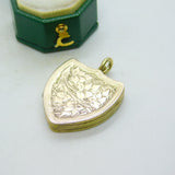 Victorian 9ct Gold Back & Front Shield Form Floral Locket Pendant Antique c1890