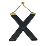 Victorian Large 9ct Gold Mounted Whitby Jet Mourning Cross 'X' Pendant Antique c1860