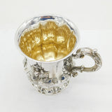 William IV Sterling Silver Floral Chased Christening Mug Antique 1832 London