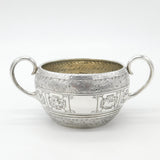 Victorian Sterling Silver 12 Symbols of Zodiac Sugar Bowl Antique 1874 Sheffield