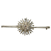 19th Century .900 Silver Spinel Set Starburst Sweetheart Brooch Antique c1860