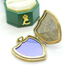 Victorian 9ct Gold Back & Front Shield Form Floral Locket Pendant Antique c1890