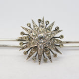 19th Century .900 Silver Spinel Set Starburst Sweetheart Brooch Antique c1860
