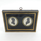 Early Victorian Framed Silhouette Portrait Miniatures Couple Facing 1840 Antique