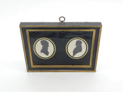 Early Victorian Framed Silhouette Portrait Miniatures Couple Facing 1840 Antique