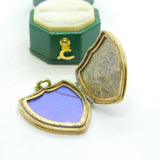 Victorian 9ct Gold Back & Front Shield Form Floral Locket Pendant Antique c1890