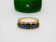 Victorian 18ct Yellow Gold Five Stone Sapphire Boat Ring Antique c1880