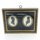 Early Victorian Framed Silhouette Portrait Miniatures Couple Facing 1840 Antique