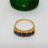 Victorian 18ct Yellow Gold Five Stone Sapphire Boat Ring Antique c1880