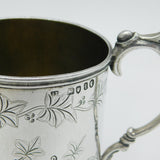 Victorian Sterling Silver Aesthetic Movement Christening Mug Antique London
