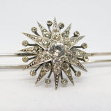 19th Century .900 Silver Spinel Set Starburst Sweetheart Brooch Antique c1860