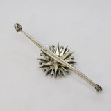19th Century .900 Silver Spinel Set Starburst Sweetheart Brooch Antique c1860