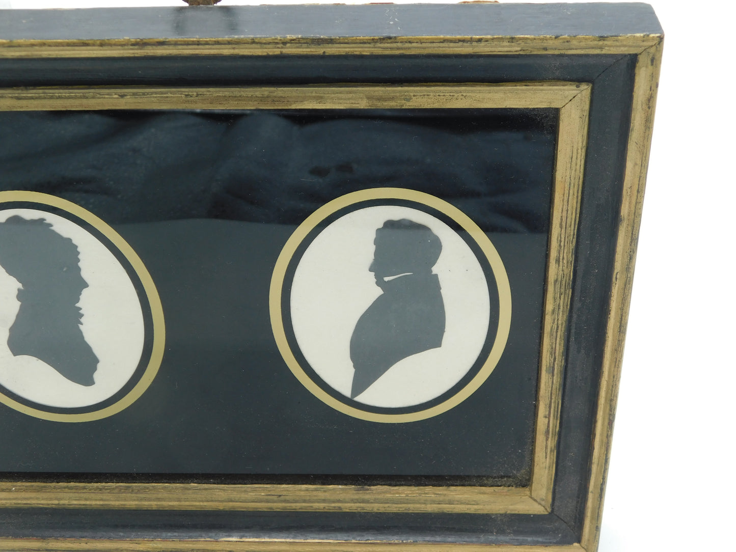 Early Victorian Framed Silhouette Portrait Miniatures Couple Facing 1840 Antique