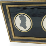 Early Victorian Framed Silhouette Portrait Miniatures Couple Facing 1840 Antique