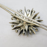 19th Century .900 Silver Spinel Set Starburst Sweetheart Brooch Antique c1860