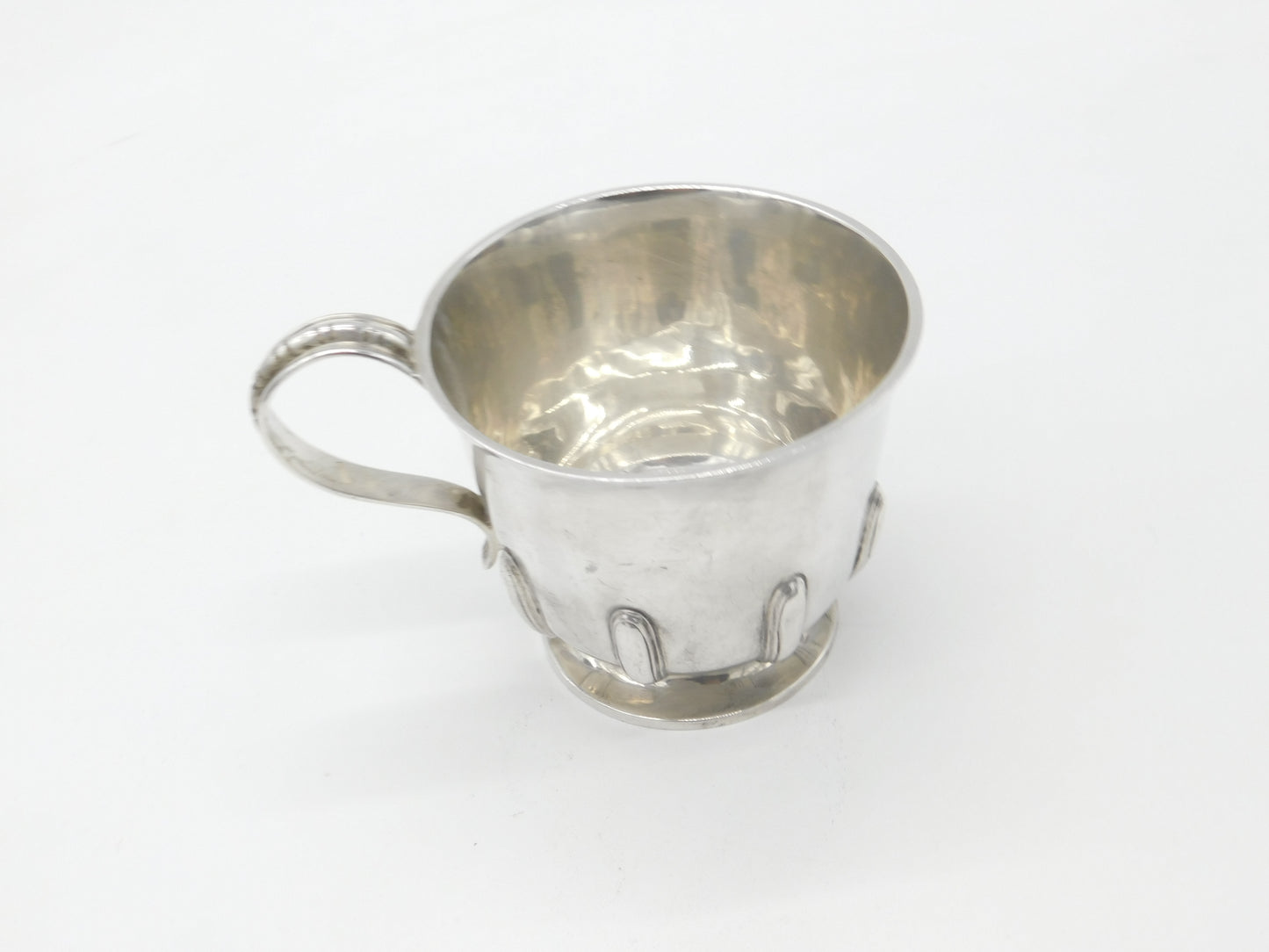 Edwardian Sterling Silver Nouveau Pattern Christening Mug 1907 London Comyns