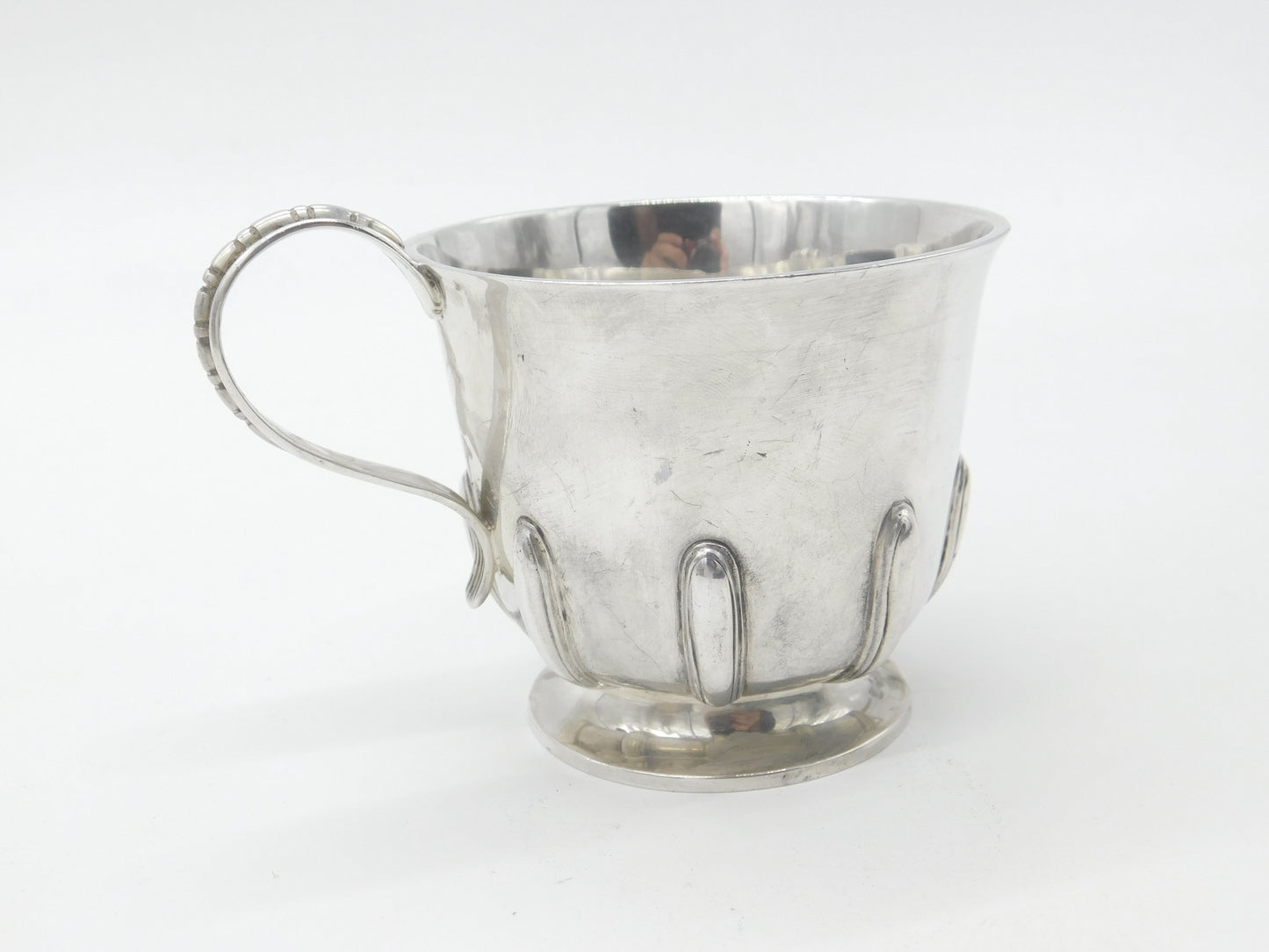 Edwardian Sterling Silver Nouveau Pattern Christening Mug 1907 London Comyns