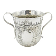 George III Sterling Silver Floral Porringer Cup Antique 1770 London