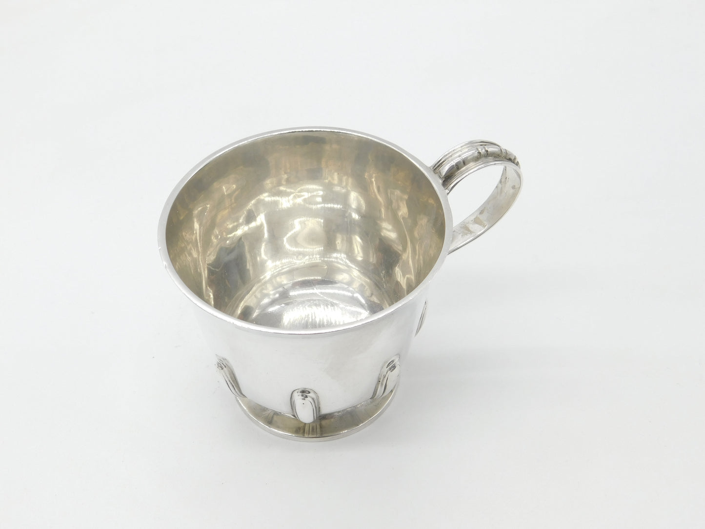 Edwardian Sterling Silver Nouveau Pattern Christening Mug 1907 London Comyns