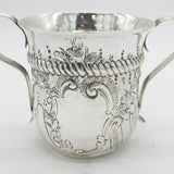 George III Sterling Silver Floral Porringer Cup Antique 1770 London