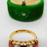Edwardian 15ct Gold, Garnet & White Sapphire Boat Ring Antique 1908 Chester