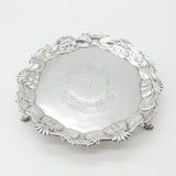 George II Sterling Silver Scallop Edge Salver Dish London 1750 Hugh Mills