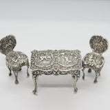 Victorian Sterling Silver Dolls House Dining Table Ornaments Antique c1900
