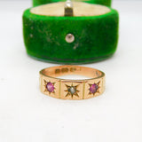 Victorian 15ct Gold, Seed Pearl & Almandine Garnet Dress Ring Antique 1875 Birmingham