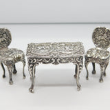 Victorian Sterling Silver Dolls House Dining Table Ornaments Antique c1900