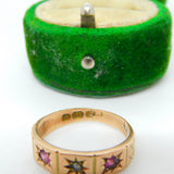 Victorian 15ct Gold, Seed Pearl & Almandine Garnet Dress Ring Antique 1875 Birmingham