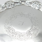 George II Sterling Silver Scallop Edge Salver Dish London 1750 Hugh Mills