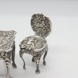Victorian Sterling Silver Dolls House Dining Table Ornaments Antique c1900