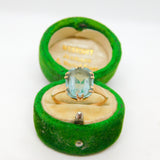 Edwardian 9ct Gold & Emerald Cut Topaz Dress Ring Antique c1910